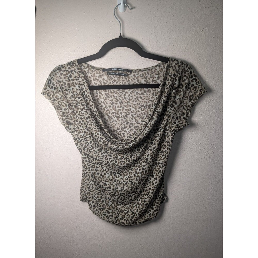 Silence + Noise Leopard Mesh Top M - Mob Wife Office Siren Y2K Animal Print - Picture 3 of 10